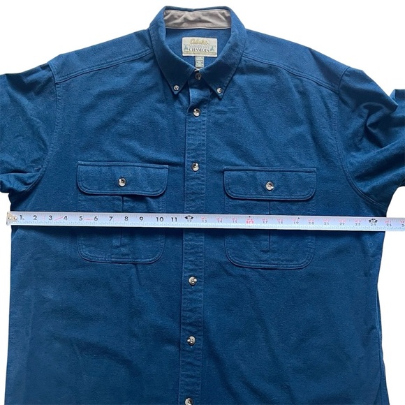 Cabelas Mens Deerskin Chamois Button Up Shirt Size L Blue Country Southwestern - Picture 3 of 7